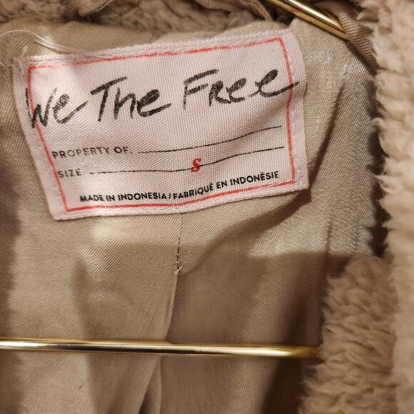 Free People So Cozy Slouchy cream sherpa moto jacket size small - Picture 9 of 11